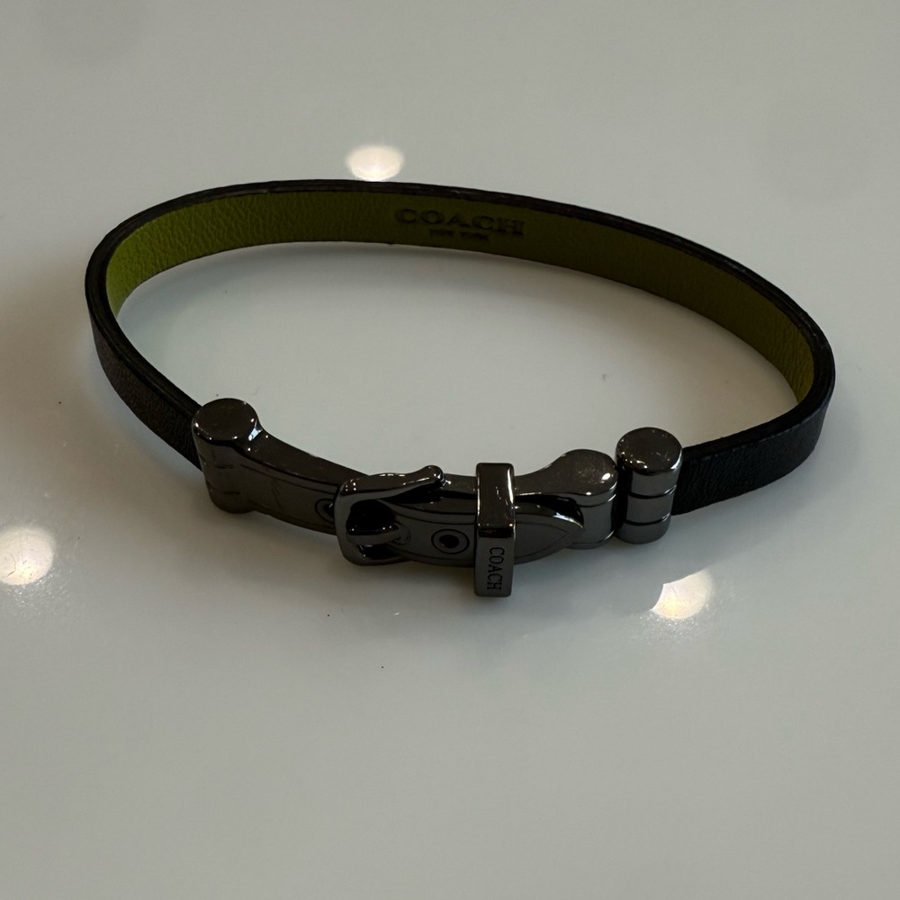 Coach Black/Green Leather Bracelet